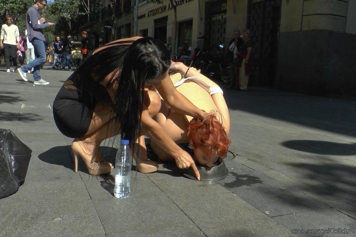 20P Innocent Lilyan Red is shamed around the streets of Madrid. First she's chained 