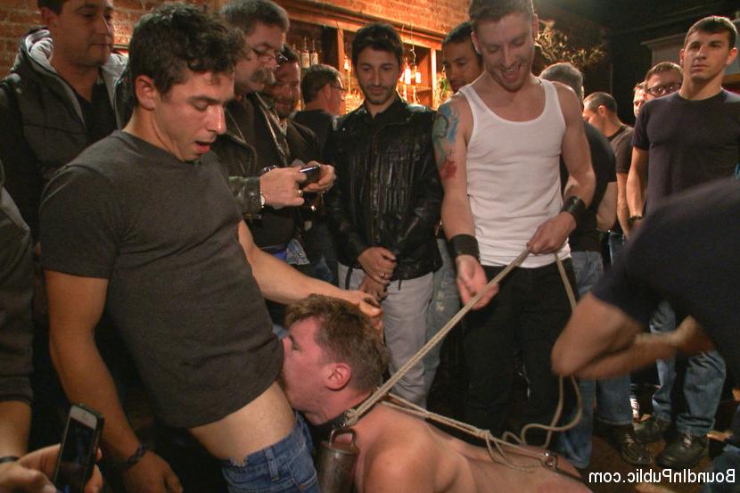 15P Bound whore gang fucked like an animal in a packed bar