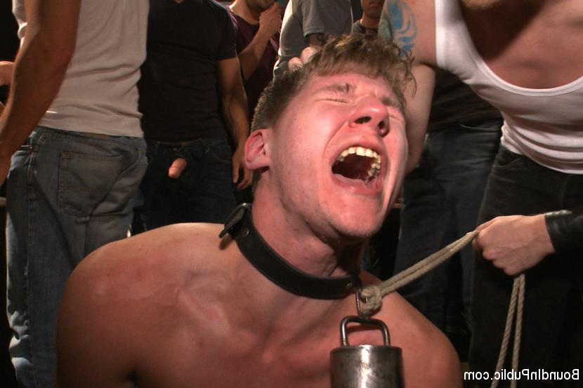 15P Bound whore gang fucked like an animal in a packed bar
