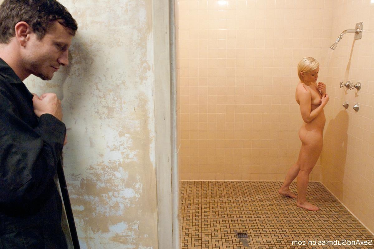 24P Cute blondie gets tied up and fucked in college locker room