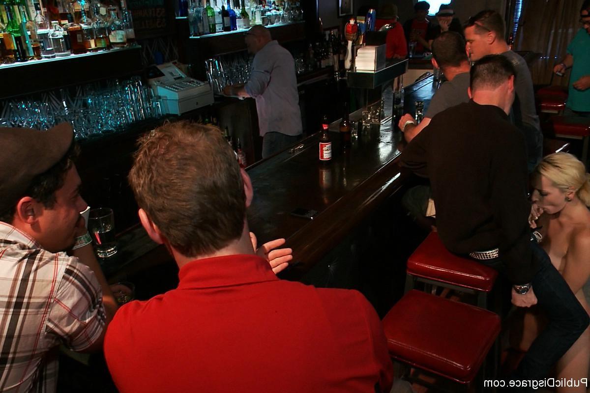 24P Babe gets tied up and fucked in a public bar