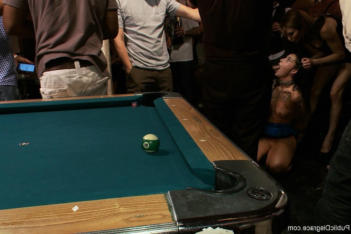 24P Babe gets tied up, whipped and fucked in a public bar