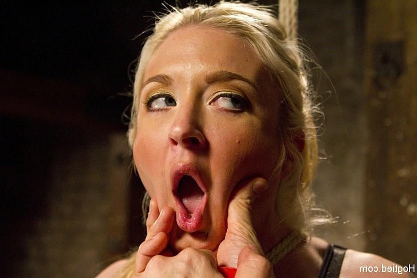 18P Leya Falcon big tits blonde rope bound on heels and pussy toy fucked