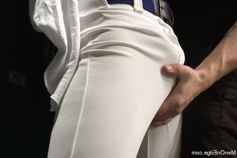 15P Hot baseball player edged and toyed with in locker room