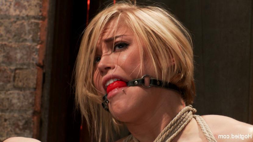 15P Hot blond from next door is bound in a sub basement. Her nipples abused, feet ti