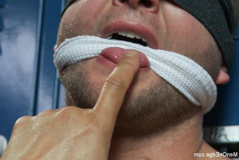 15P Straight rugby player gets tied up and edged in the locker room shower.