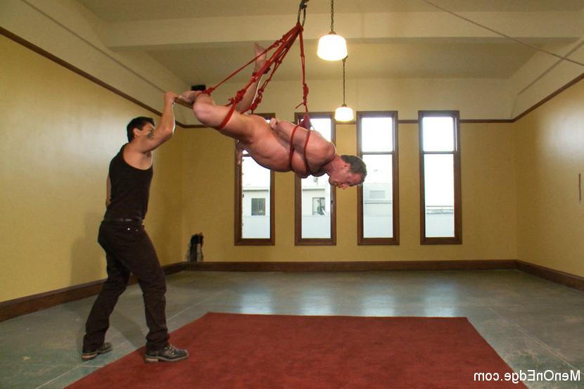 15P The amazing Derek Pain endures one leg suspension while being edged.