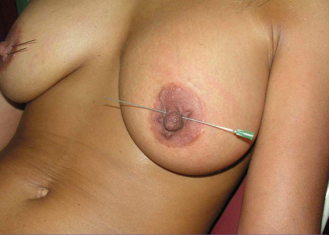 16P Needle skewered tit torture and extreme pain of ebony slavegirl in nipple domina