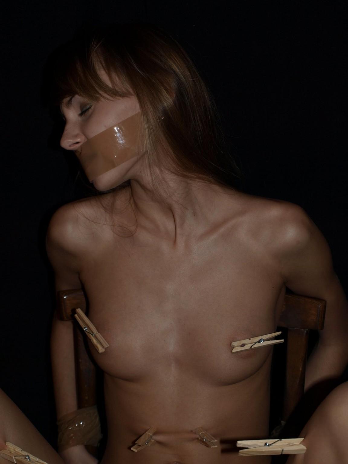 16P Bondage taped and pussy tormented bdsm slavegirl Mully in pain