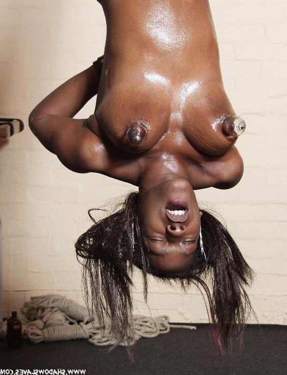 16P Ebony fetish slavegirl Cookie in suspension bondage and extreme pain
