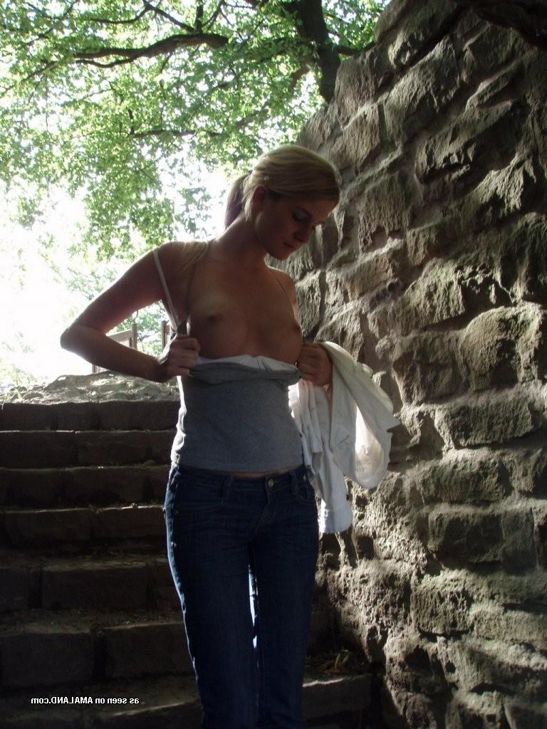 15P Big titted amateur blonde girlfriend sunbathing on topless beach