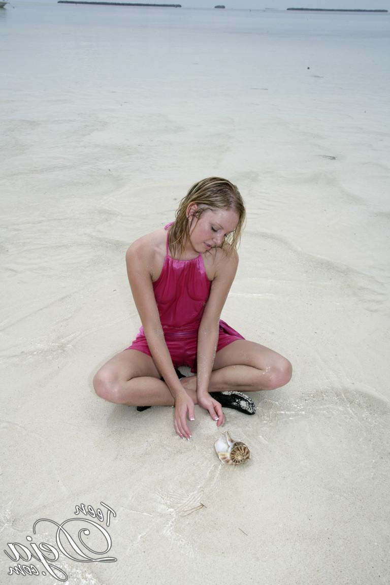 16P Teen with braces topless at beach