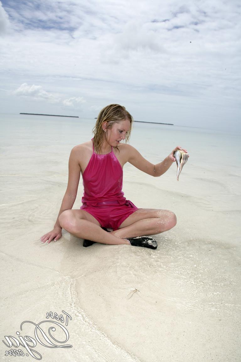 16P Teen with braces topless at beach