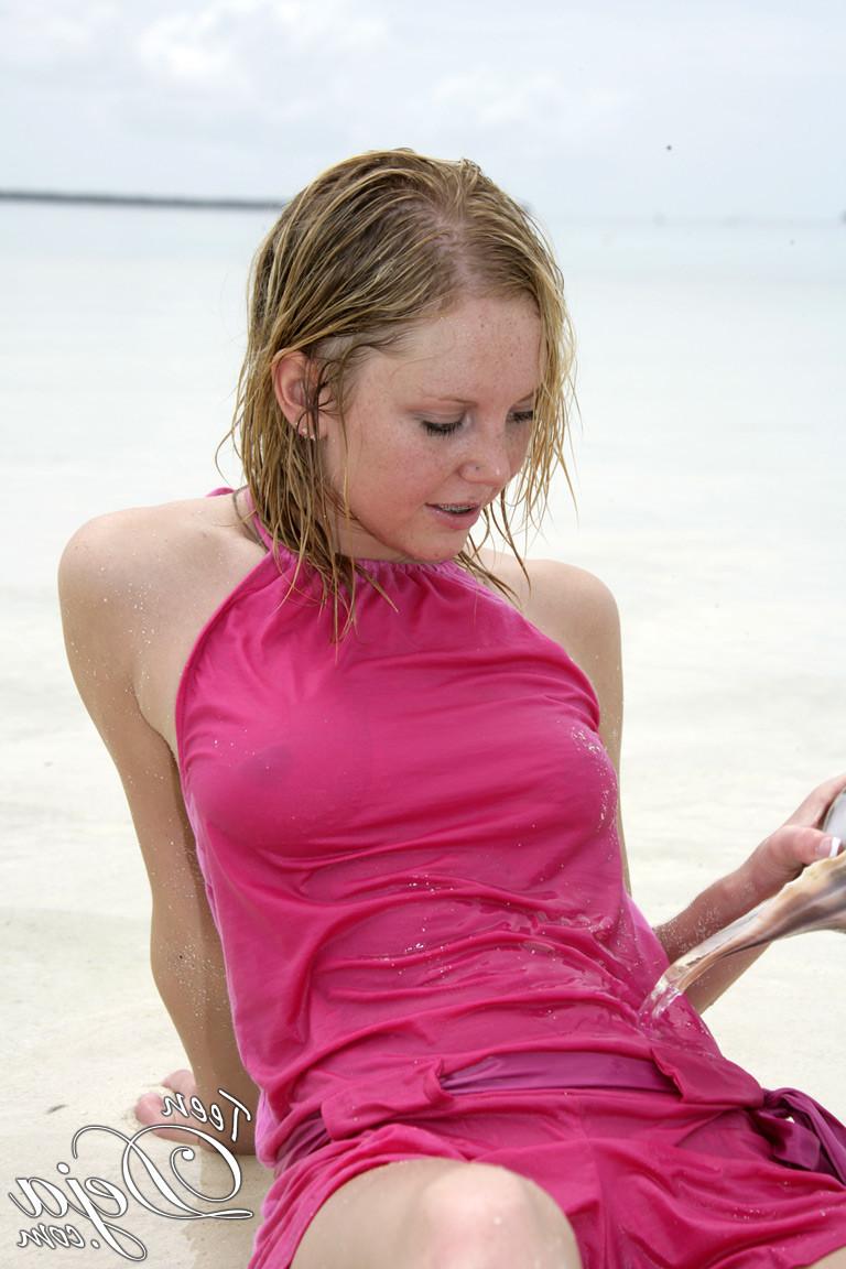 16P Teen with braces topless at beach