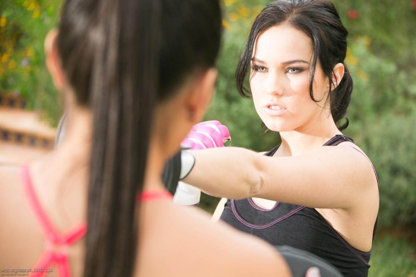 16P Adriana Luna and Megan Rain had a karate training and hotly excited and pleased 