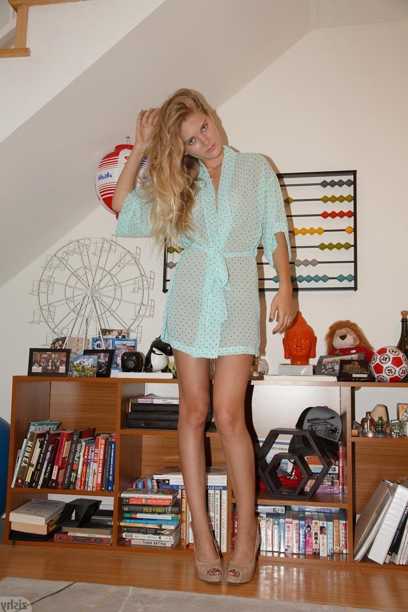 12P Leggy girl next door teasing in her room