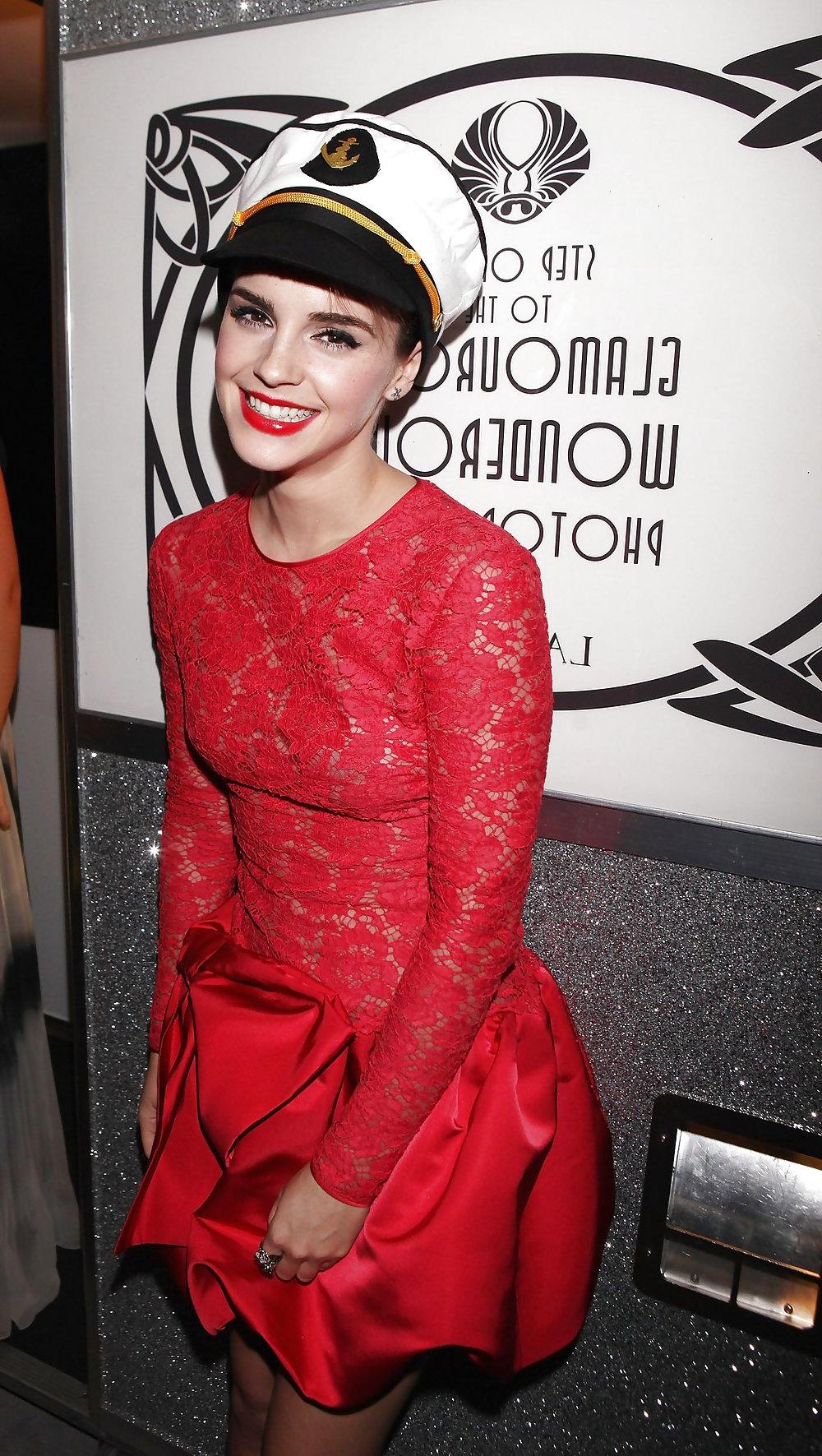 25P Emma Watson, No Bra, Lace Dress = Nipples