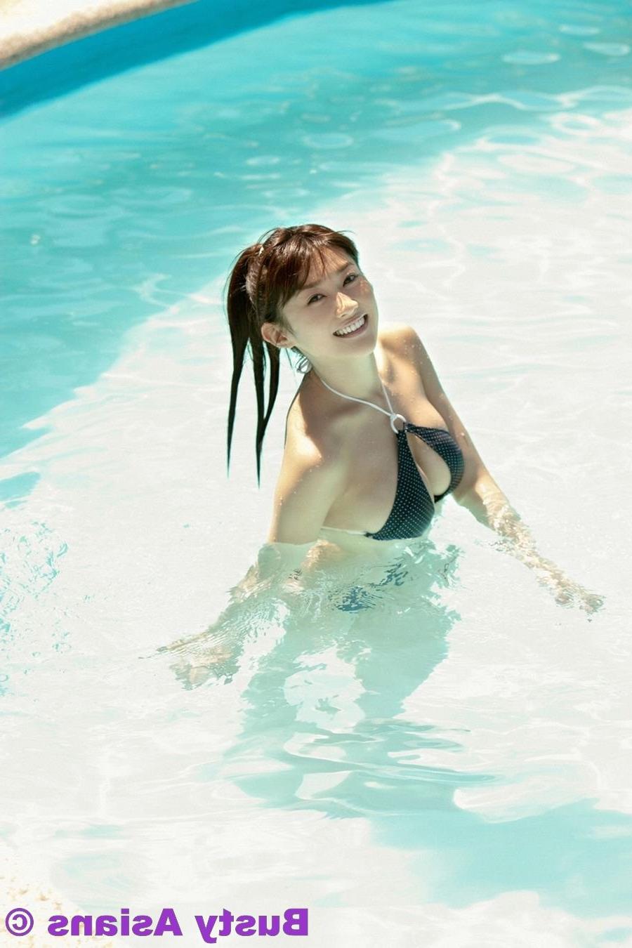 15P Tiny busty asian Mikie Hara posing in bikini her perfect boobs