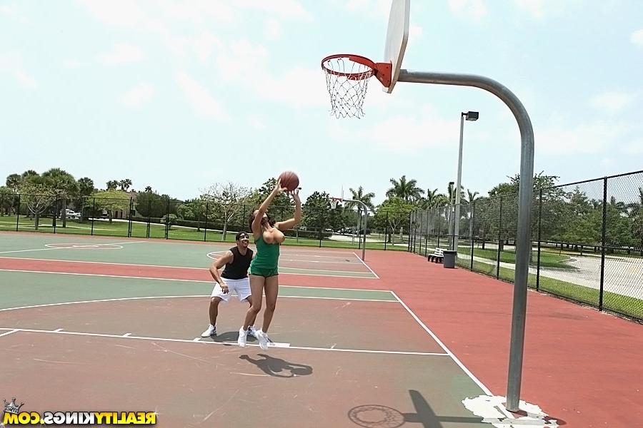 12P Super hot fucking big big tits beach babe nailed hard on the basketball courts h