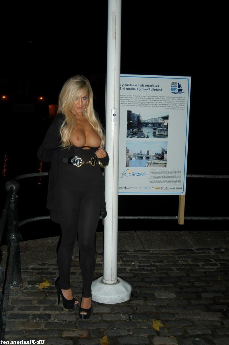 16P Blonde pornstar flashing big tits in Bristol with Stephanie Knight in public nud