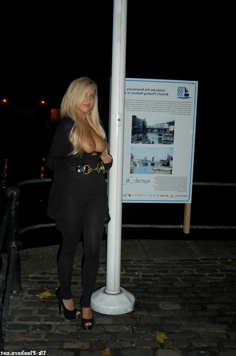 16P Blonde pornstar flashing big tits in Bristol with Stephanie Knight in public nud