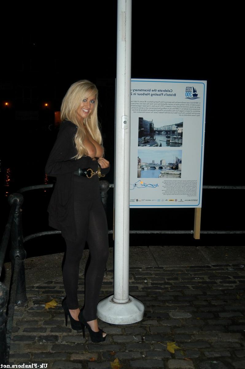16P Blonde pornstar flashing big tits in Bristol with Stephanie Knight in public nud