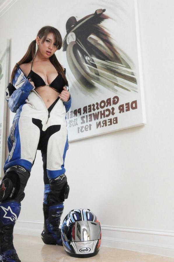 16P Busty Shay Laren strips out of her biker clothes