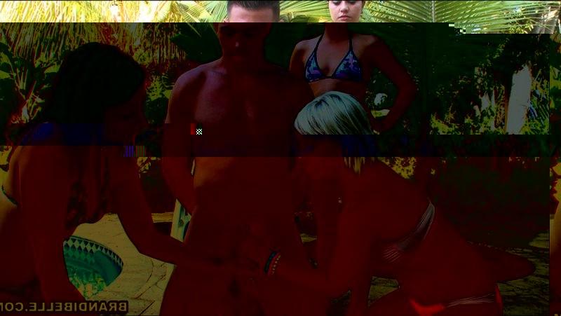 16P Brandi Belle and her bikini sluts doing naked guys