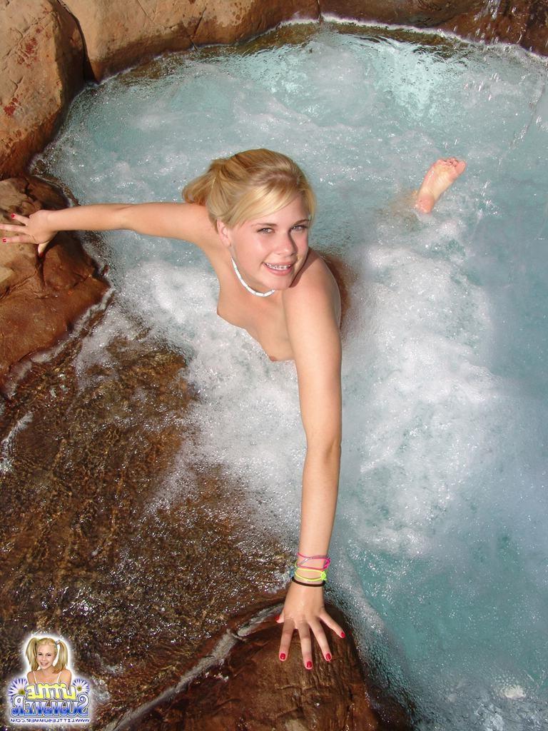 15P Cute eighteen year old drops bikini to skinny dip by waterfall