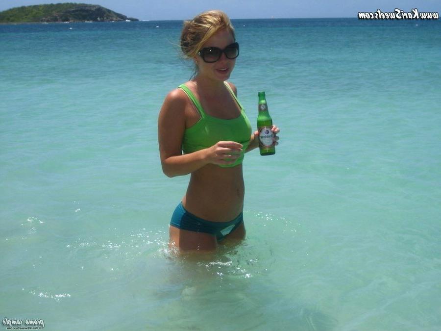 16P Kari Sweets in Puerto Rico enjoing some beer in a bikini