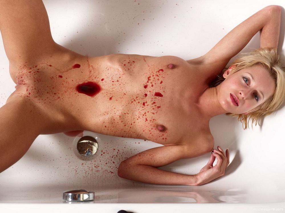 16P nude girl in bath. It's excessive menstruation? Or red wine?