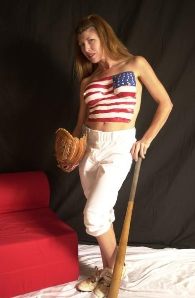 16P Sporty-Look Mature Posing and Stripping with bat
