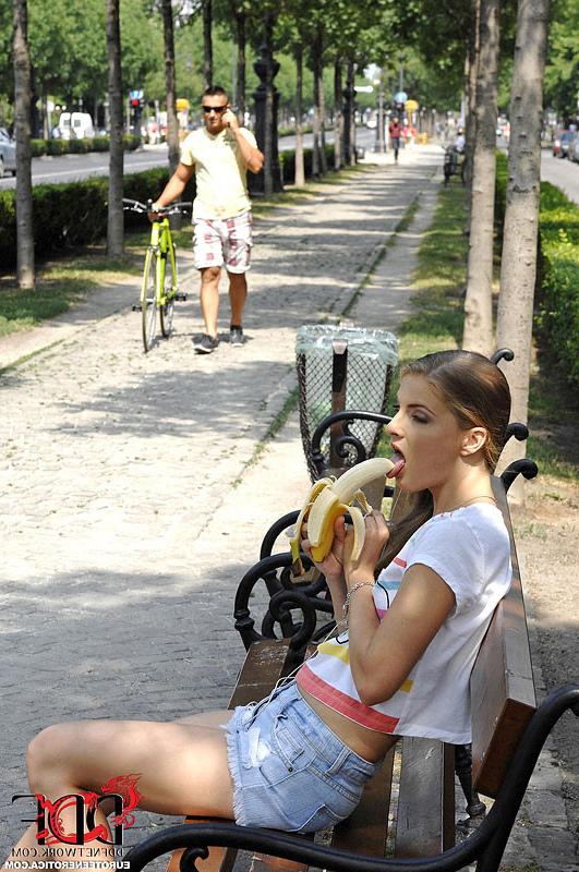 16P Cayenne Klein meets biker guy in the park and gets holes fucked