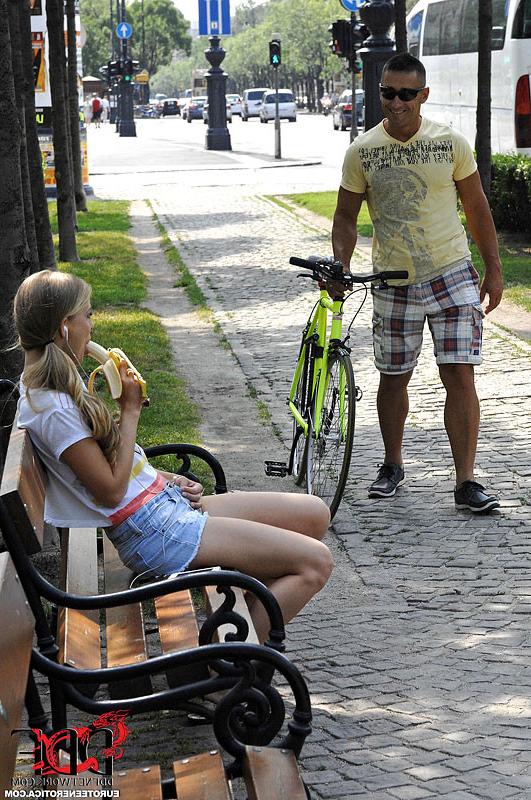 16P Cayenne Klein meets biker guy in the park and gets holes fucked