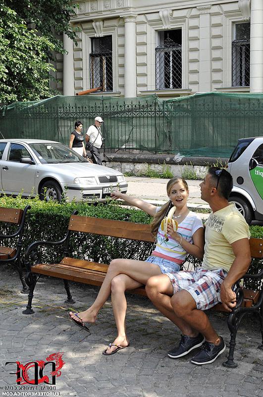 16P Cayenne Klein meets biker guy in the park and gets holes fucked