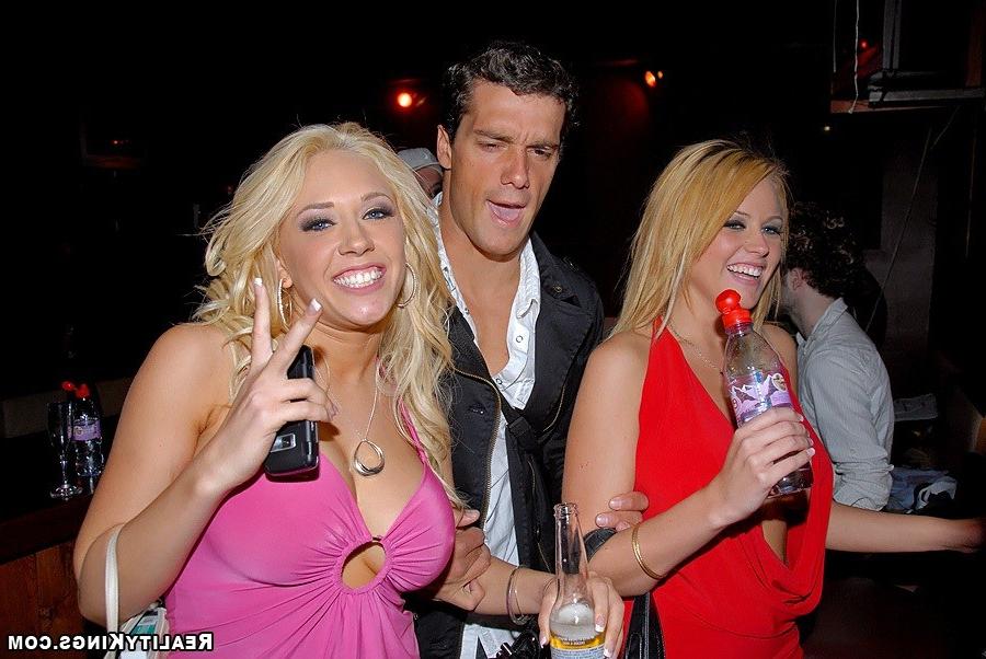 15P Kagney Linn Karter and her girlfriend fucking a guy in the VIP room