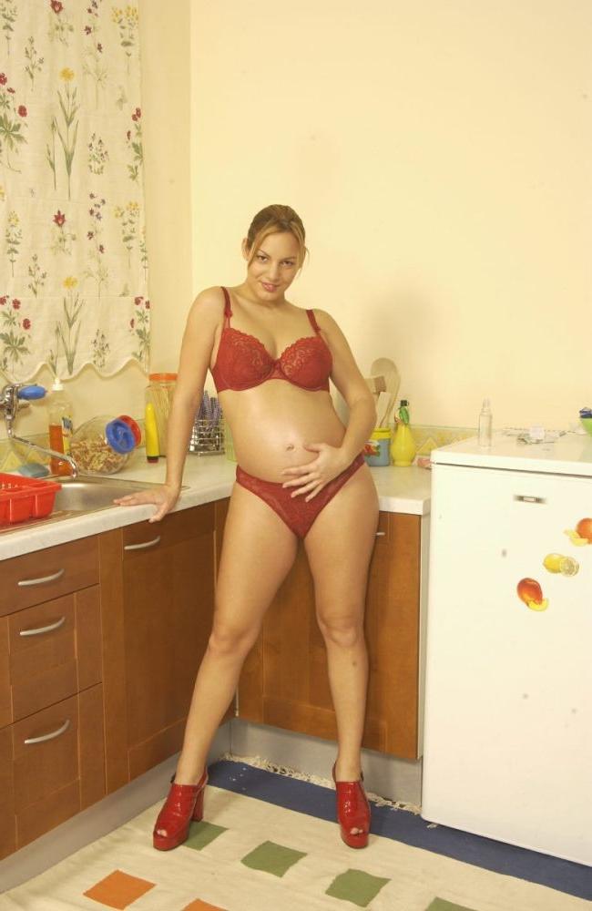 17P Pregnant Milf In Red Lingerie Wanking Her Pussy With A Toy