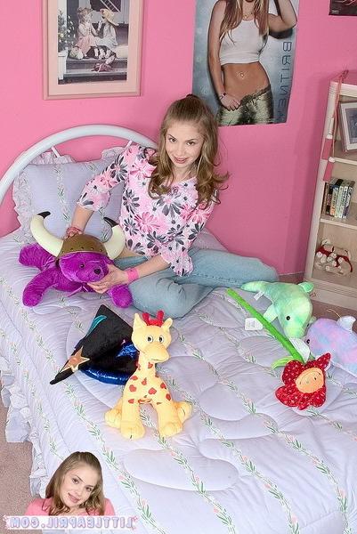 15P Cute Innocent Blonde Teen With Braces On The Bed