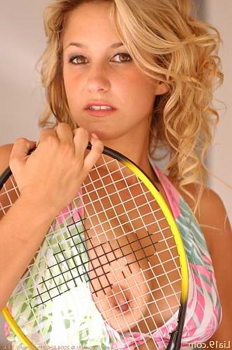 25P Blonde tennis racket tit seethru