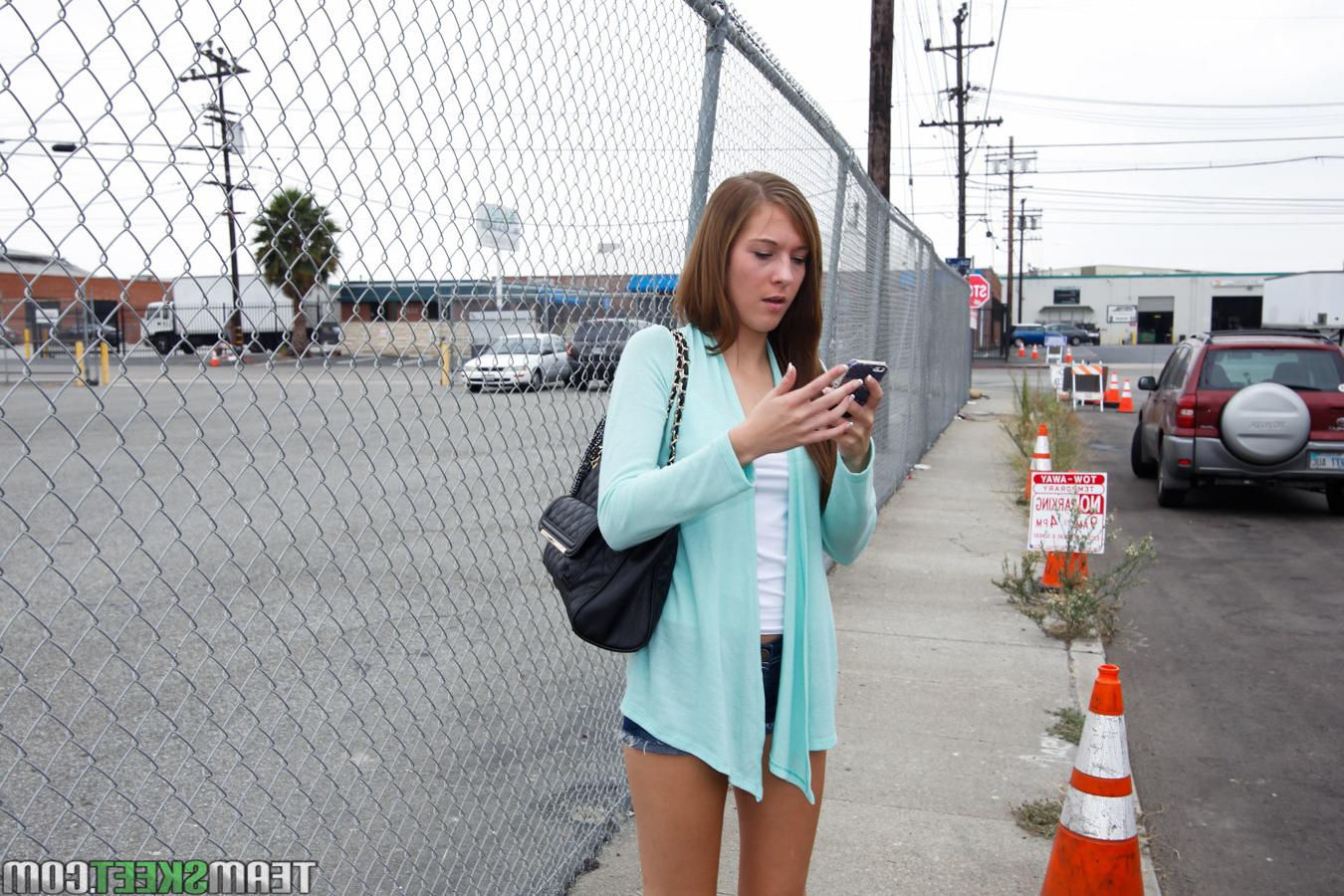 12P Cute teen Molly Manson met a stranger because her boyfriend kick