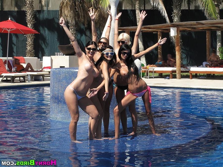 15P Horny drunk CFNM girlfriends partying on vacation with big cocks