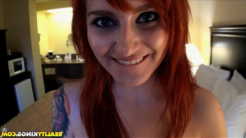 16P Hot horny amateur russian red head agrees to get fucked hard and cum faced after