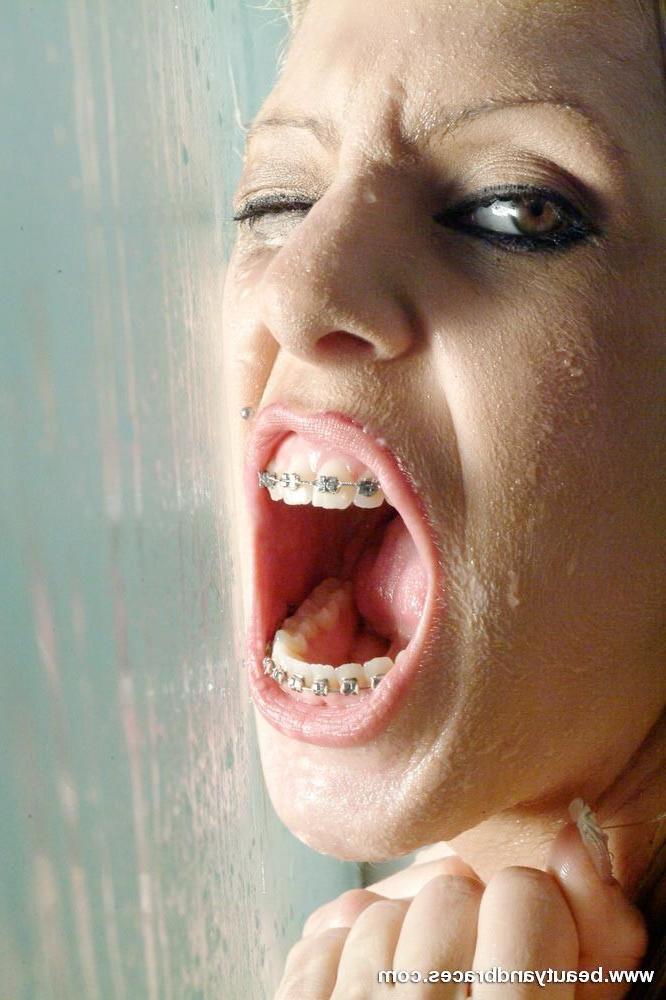 16P Busty bunny with braces takes a hot shower