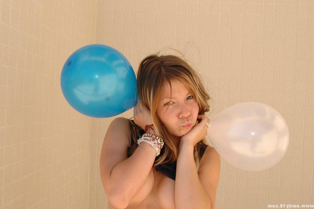 16P Cute teen girl Emily outdoors with balloons