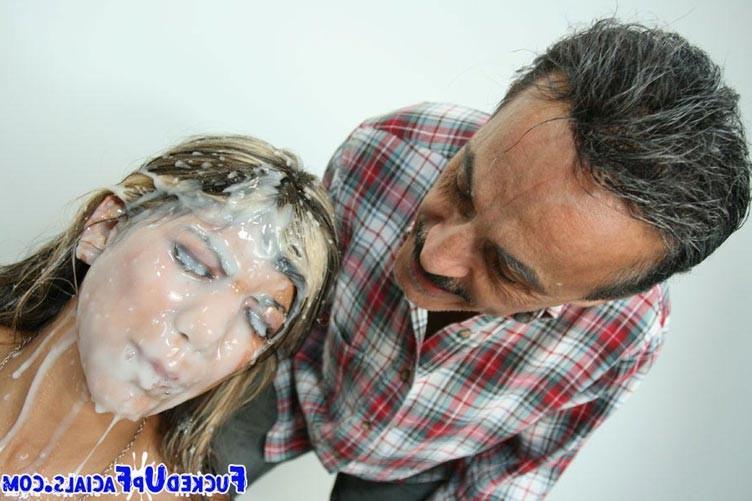 17P Hot facial cumshot with sexy naive brunette pornstar slut