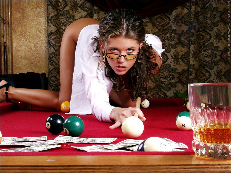 16P Brook Bradford Strips And Teases In The Billiards Room