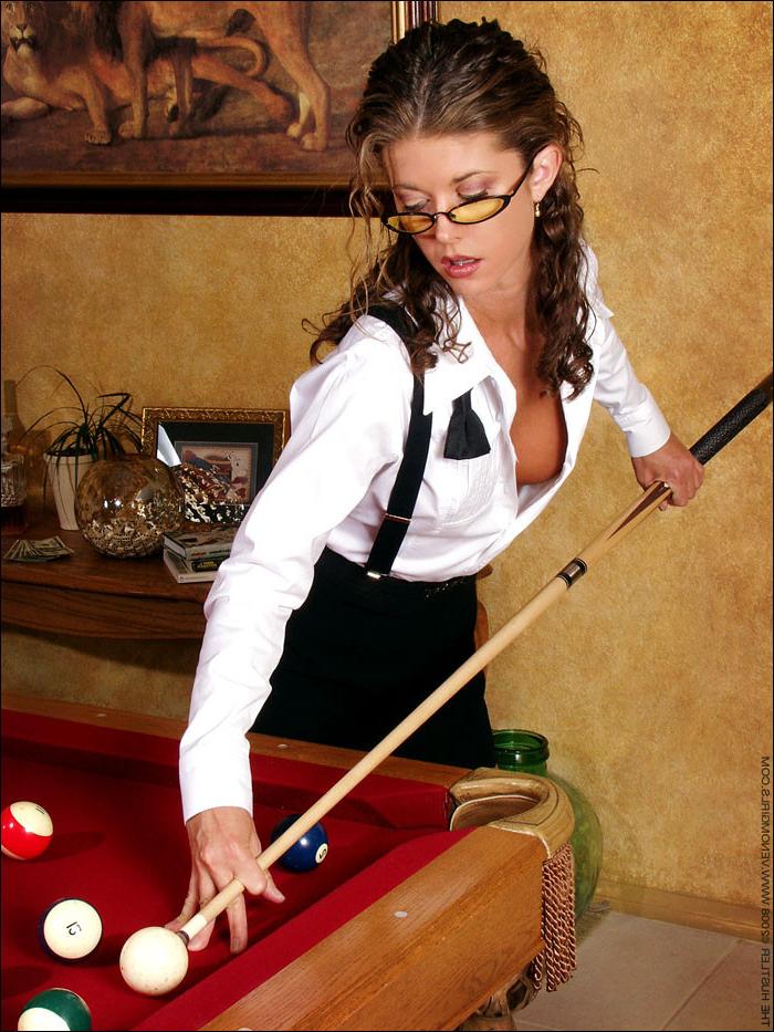 16P Brook Bradford Strips And Teases In The Billiards Room