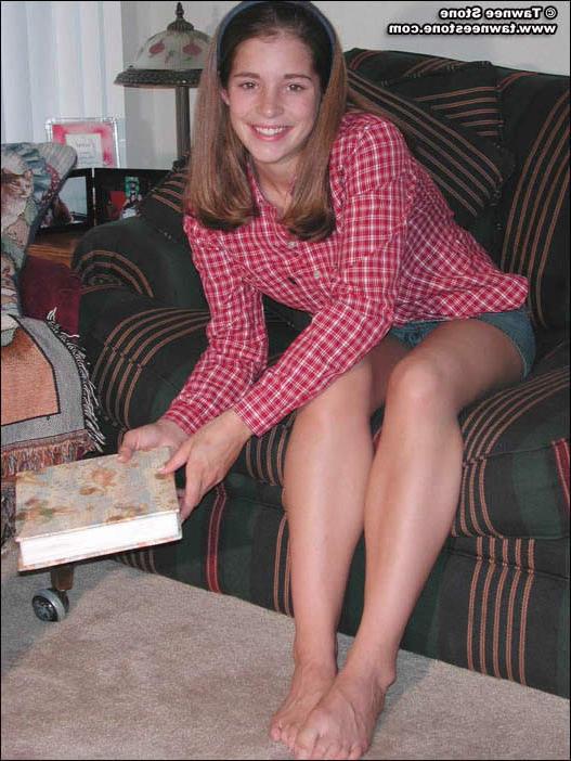 16P Brunette teen next door slowly strips to her bra and panties