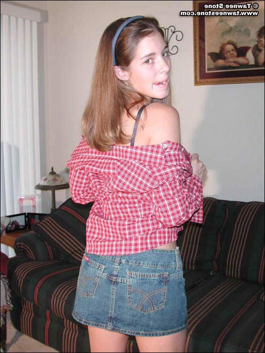 16P Brunette teen next door slowly strips to her bra and panties
