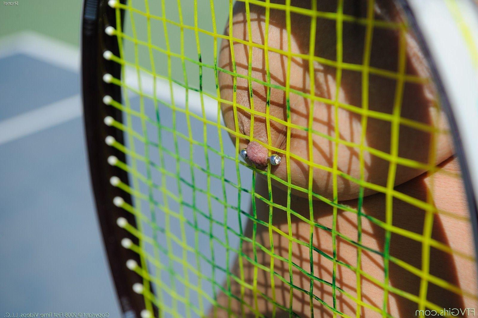 18P Brunette playing tennis with her panties off and tits out